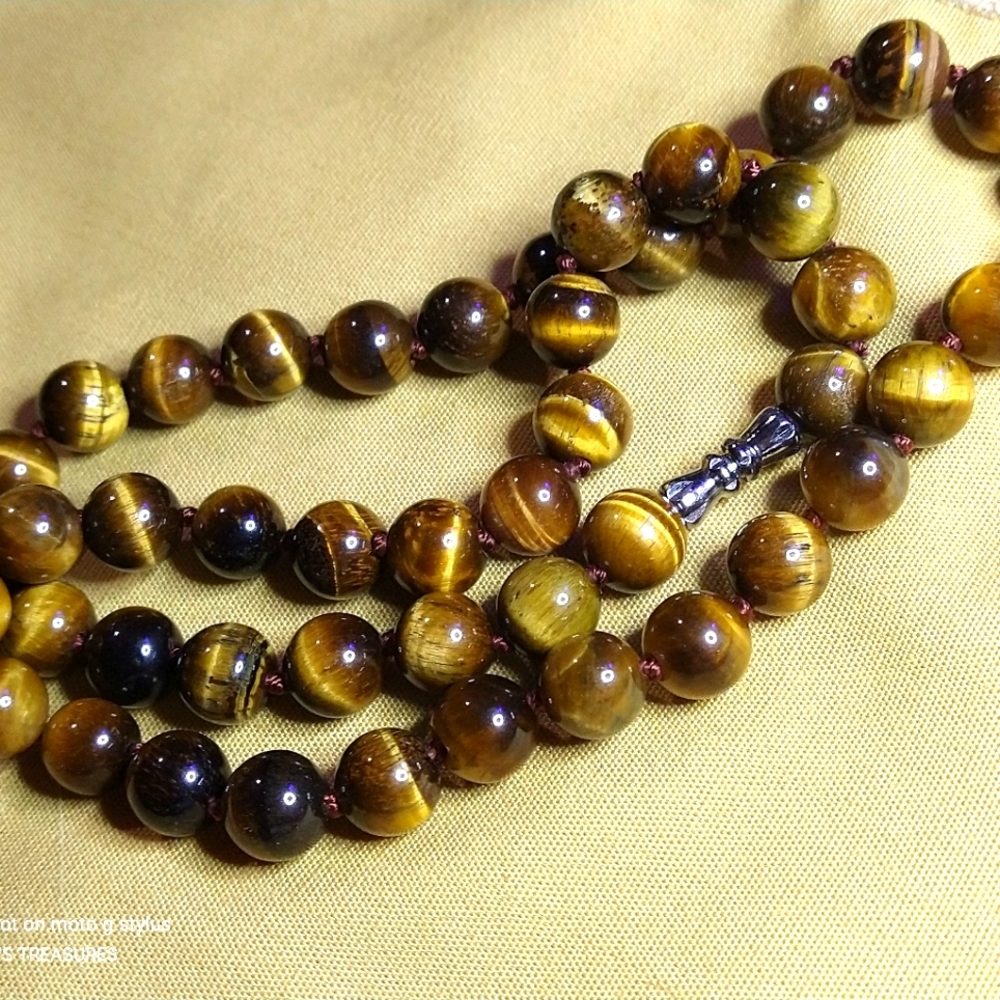 MEN'S TIGER'S EYE 18" NECKLACE. *GOLDEN BROWN* LIKE A BREEZE, PLEASE READ BELOW. - Picture 2 of 4
